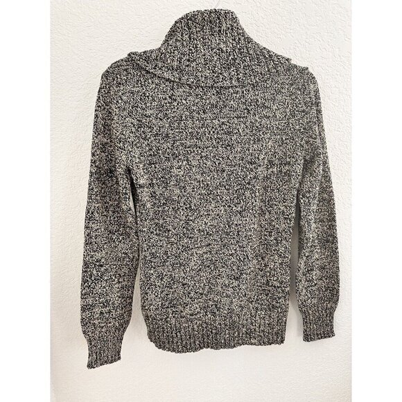 LRL Lauren Jeans Co Women's Sweater S/P Black Marbled Knit Cowl Neck Grandmacore - Picture 9 of 12